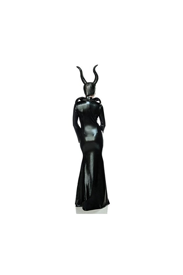 Costume de diable pour femme avec robe, collier, masque de corne de diable en noir foncé L