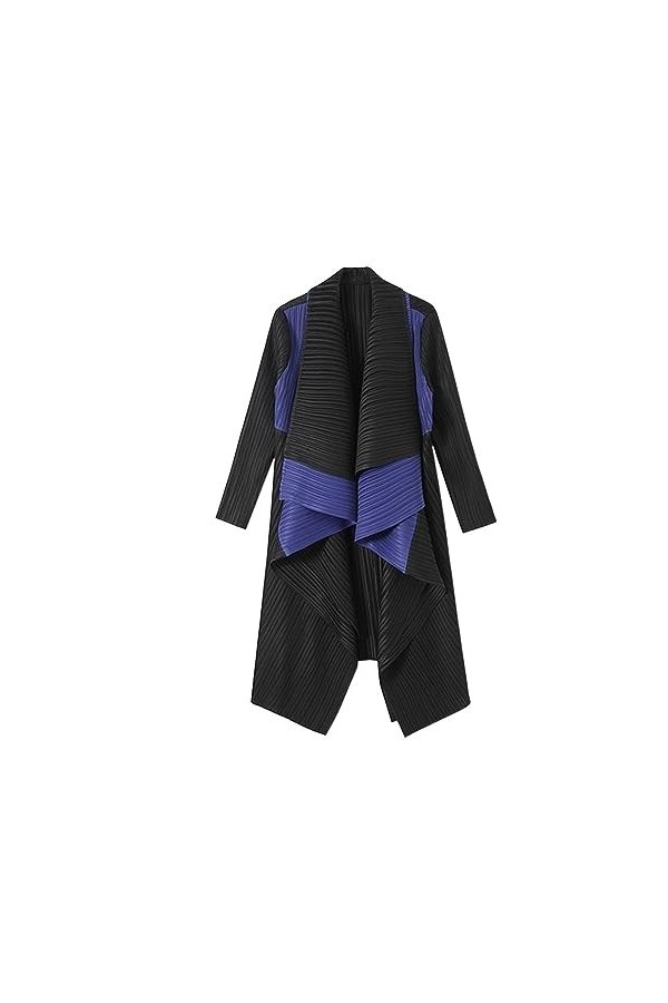 FAIRZ Patchwork Double col Cardigan à manches longues plissé Trench Coat femmes moyen automne dame coupe-vent Color : Red, S