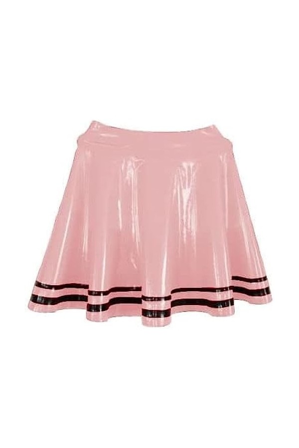 ANTIY Latex Caoutchouc Femmes Sexy Mini Fluffy Jupe Rose Et Noir,Rose,X-Grand