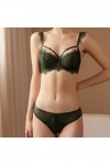 French Sexy Eyelashes Lace Ultra Thin Underwear Perspective Push Up Soutien-Gorge Réglable Soutien-Gorge Color : Green, Size