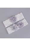 ZTTTD per Perle en Dentelle de Mariage Violet jarreter Fleur Blanche jarretières Sexy 2pcs Set for Femmes mariée la Jambe Nup