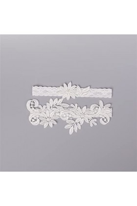 ZTTTD Gartières de Mariage Fleur de Dentelle Blanche Gartières Sexy 2pcs Set for la Jambe de mariée de Bride Women