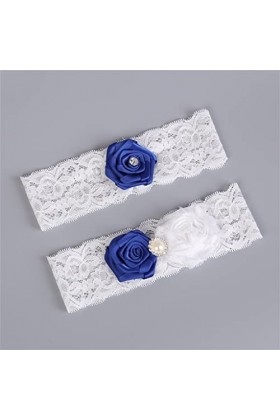 ZTTTD Accessoire de mariée Bleu Applique Fleur Perle de la Jambe Sexy jarretière de Jambe 2pcs Ensemble for Les Femmes de Cui