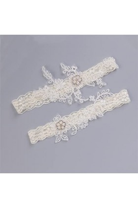 ZTTTD Mariage Garter Perle de Fleur Blanche jarretières Sexy 2pcs Set for Femmes Femme mariée Ring h Bag de Cuisse