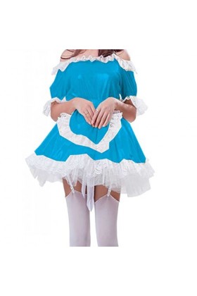 Mini robe asymétrique sexy pour femme, bleu lac, Taille S