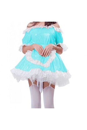 Mini robe asymétrique sexy pour femme, bleu lac, Taille S