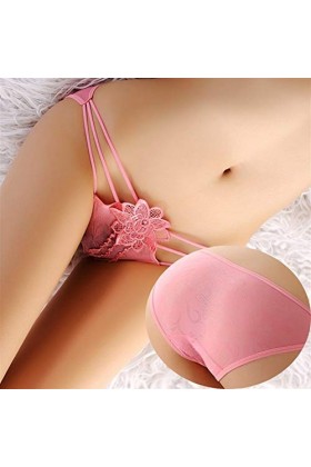 WFAR Lotus brodé Dames sous-vêtements Sexy Tentation Mince Bande de bris de Hanche Dentelle Ajustement Ajustement Transparent