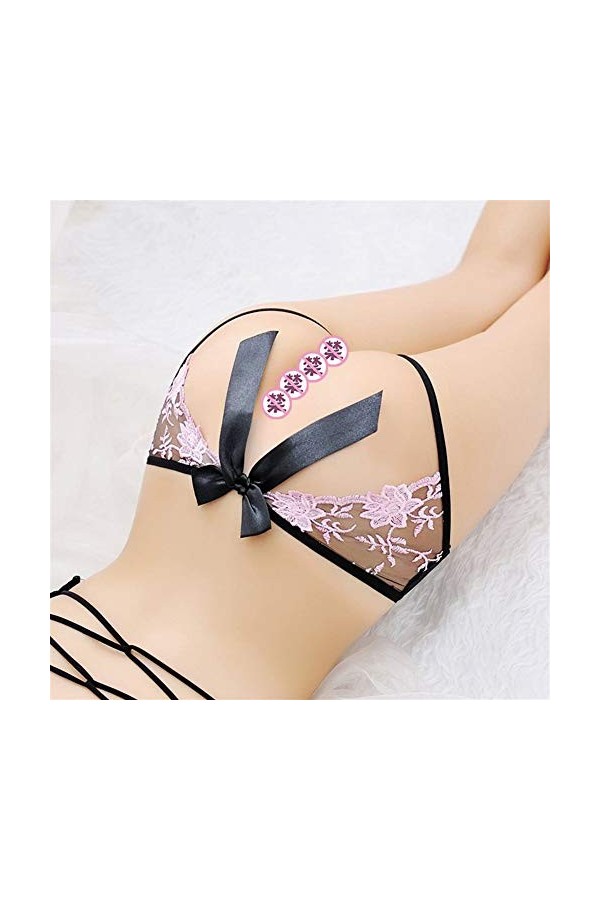 WFAR Culotte Feminine Basse Taille Brodée sous-vêtements Sexy Dentelle Fermer Culotte Dames séduisantes Transparentes J21113 