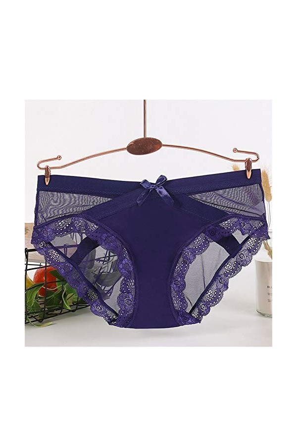 WFAR Grande Taille Sexy Dentelle Bow Gauze sous-vêtements Low Taille Mme Triangle Coton Courroich Cot de Coton Sexy Dentelle 