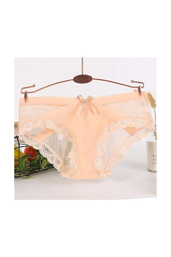 WFAR Grande Taille Sexy Dentelle Bow Gauze sous-vêtements Low Taille Mme Triangle Coton Courroich Cot de Coton Sexy Dentelle 