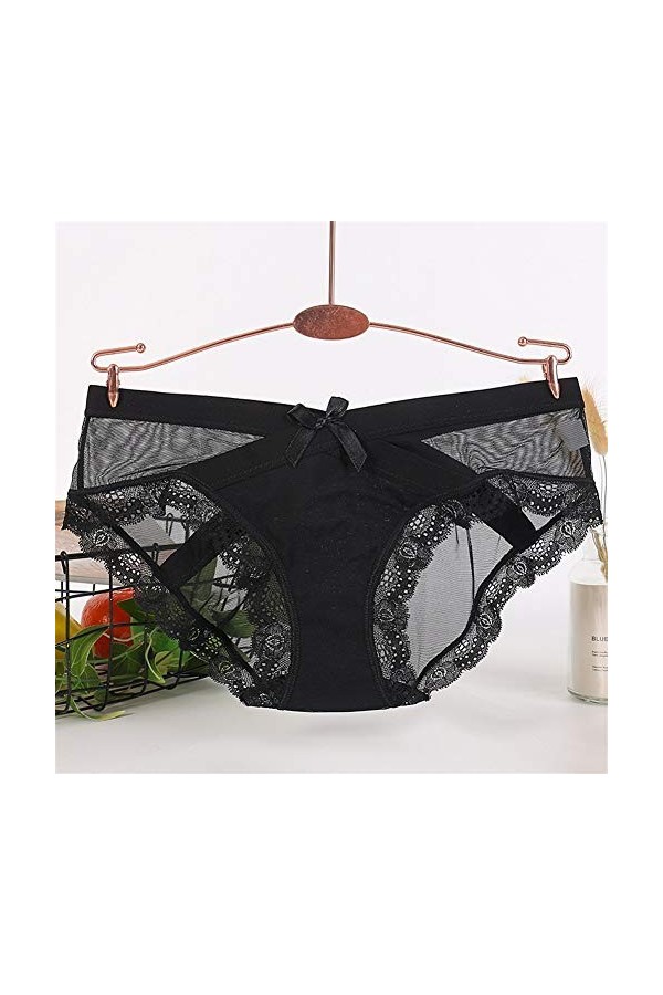WFAR Grande Taille Sexy Dentelle Bow Gauze sous-vêtements Low Taille Mme Triangle Coton Courroich Cot de Coton Sexy Dentelle 