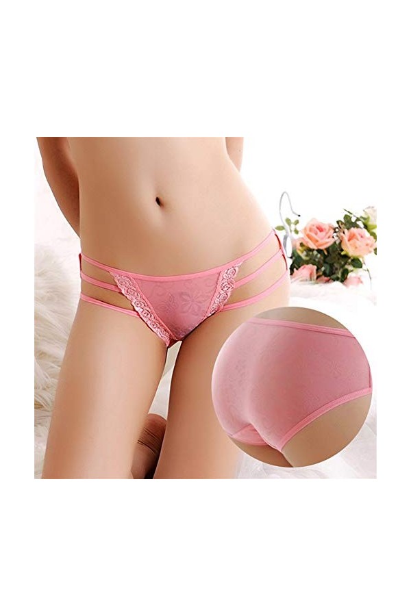 WFAR Sexy Sexy Mesdames Slips Base Taille Soie Soie Impression sous-Vêtements pour Femmes Sexy Dentelle Fermer Culotte Dames 