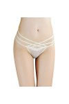 Culotte sexy en maille pour femme - Avec string en dentelle - Grande taille, beige, taille unique