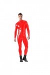 JQYTEN Grande Taille S-6XL Hommes Wetlook PVC Moulante Combinaison Fermeture éclair Avant Zentai à Manches Longues Cosplay Ca
