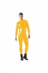 JQYTEN Grande Taille S-6XL Hommes Wetlook PVC Moulante Combinaison Fermeture éclair Avant Zentai à Manches Longues Cosplay Ca