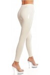 IDOBLO Pantalon en Latex Fait Main Taille Haute Leggings en Latex Blanc avec Pantalon en Caoutchouc À Fermeture Éclair À len