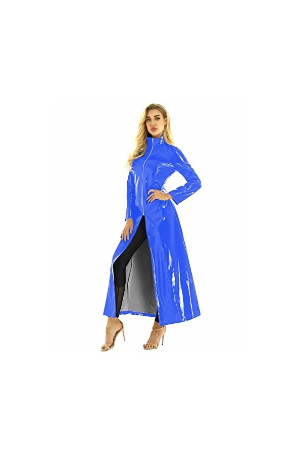 JQYTEN Women Long Sleeve Coats Unisex Men Women Wetlook PVC Leather Clubwear Female Nightclub Rave Party Pole Dance Costumes 