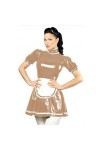 JQYTEN Cosplay Maid Dress + Apron Sexy High Neck Latex Dress Lady Role Play Servant Costume Retro Party Short Sleeve Vestido
