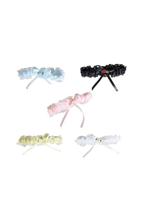 Lolita Volants Dentelle Jambe Anneau Doux Satin Noeud Noeud De Mariée Mariage Élastique Jarretière Ceinture Stretch Cuisse Ha