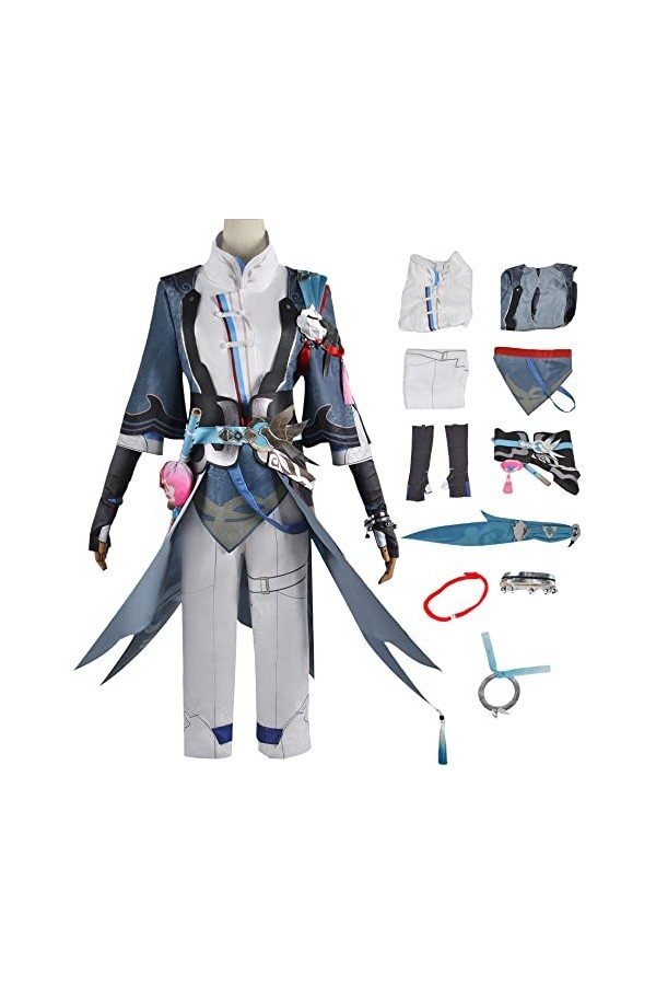Foanja Yanqing Déguisement Homme Cosplay Anime Honkai Star Rail Himeko Complets Jeux Uniformes et Accessoires Perruques pour 