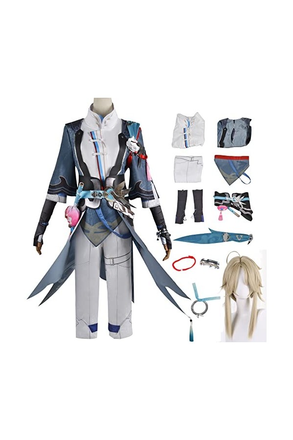 Foanja Yanqing Déguisement Homme Cosplay Anime Honkai Star Rail Himeko Complets Jeux Uniformes et Accessoires Perruques pour 