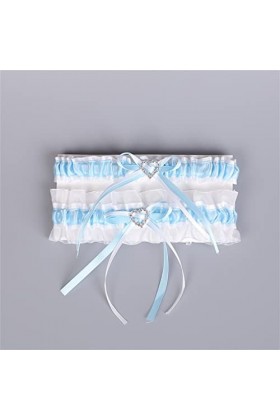 ZTTTD Garter de Mariage Blue Blanc Bow Sexy Garters 2pcs Set for Les Femmes Bride Femme Rague de Cuisse Bridal Garter