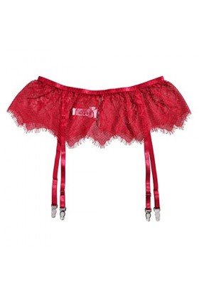 ZTTTD Rouge en Dentelle en Dentelle Metal Mesdames Garter Sexy Garter Stanging Lingerie Pantyhose