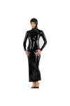 JQYTEN Plus Size Wetlook Long Sleeve Hooded Ankle Length Dress Women Halloween Cosplay Party Costume Novelty PVC Dress