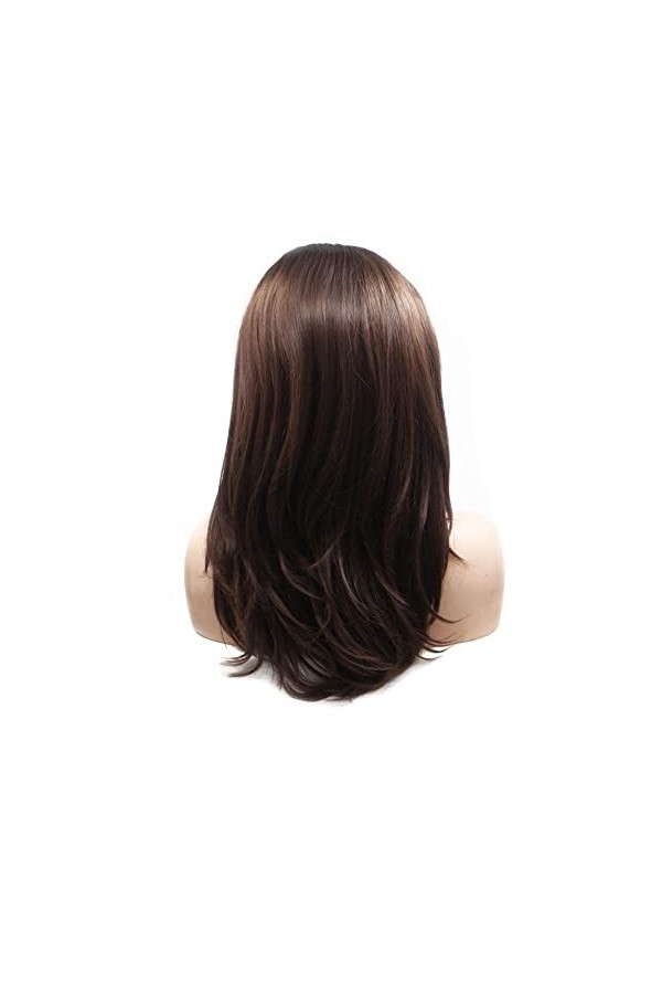 DUNEL Wig for Women Shoulder Length Body Wave Wigs for Women Cold Brown Lace Front Synthetic Wig Costume Cosplay Hair Beauty 