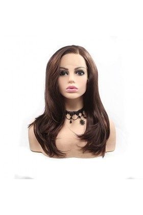 DUNEL Wig for Women Shoulder Length Body Wave Wigs for Women Cold Brown Lace Front Synthetic Wig Costume Cosplay Hair Beauty 