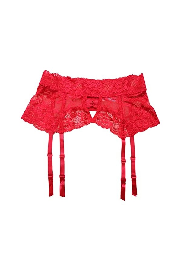 ZLXDP Bow en Dentelle Rouge for Femmes Creux dune Taille Plus Taille Clips métalliques Courrure de jarrete