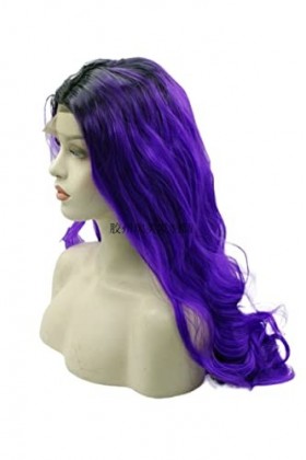 DUNEL Wigs Hair For Women Shoulder Length Body Wave Wigs for Women Ombre Purple With Dark Roots Halloween Costume Cosplay Wig
