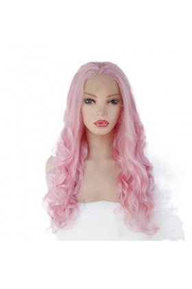 DUNEL Wigs Hair For Women Long Body Wave Wigs for Women Pink Pre Plucked Middle Part Hairline Lace Front Costume Cosplay Wig 