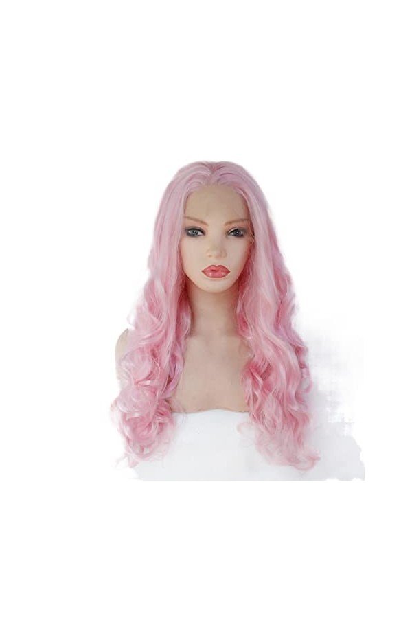 DUNEL Wigs Hair For Women Long Body Wave Wigs for Women Pink Pre Plucked Middle Part Hairline Lace Front Costume Cosplay Wig 