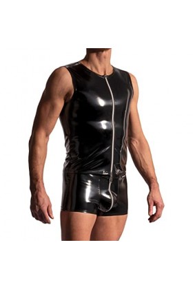 MANstore Debardeur Zipped Vinyle Noir M2225