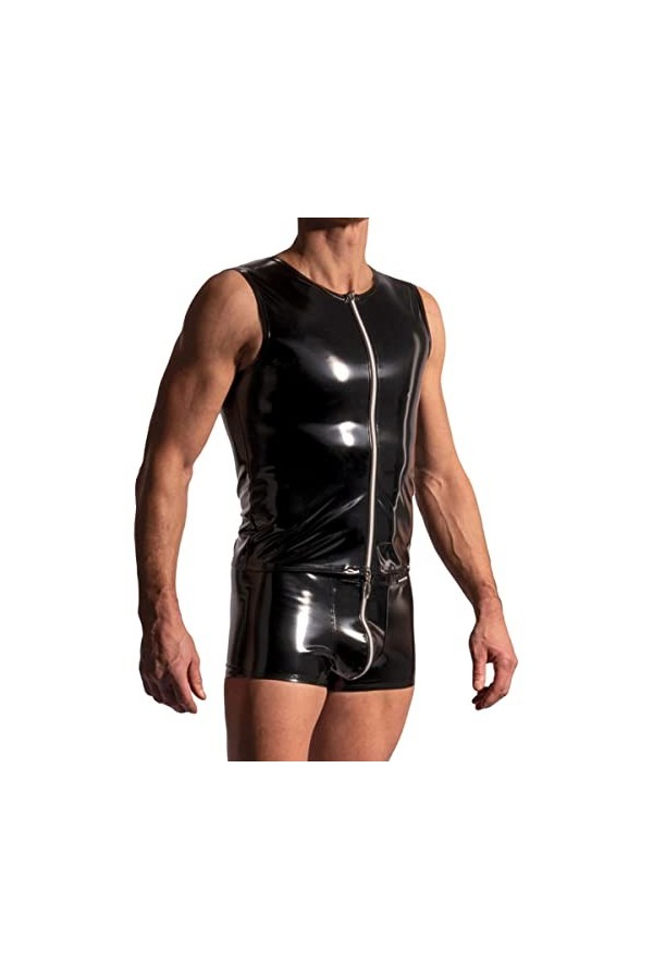 MANstore Debardeur Zipped Vinyle Noir M2225
