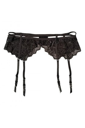 GJRFYJ Mesdames Garter Belt Lace Garter Belt Metal Buckle Clip Sexy Garter Stockings Sexy Lingerie Color : Black, Size : X-L