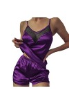 STRAW 2pcs femmes col en V tendance satin satin babydoll dentelle sexy lingerie bowknot pyjamas sleep short set pijama costum