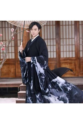 JIMINISO Peinture à lencre Noire Hanfu Hommes/Femmes Chinois Traditionnel Adulte Halloween Cosplay Costume déguisement pour 