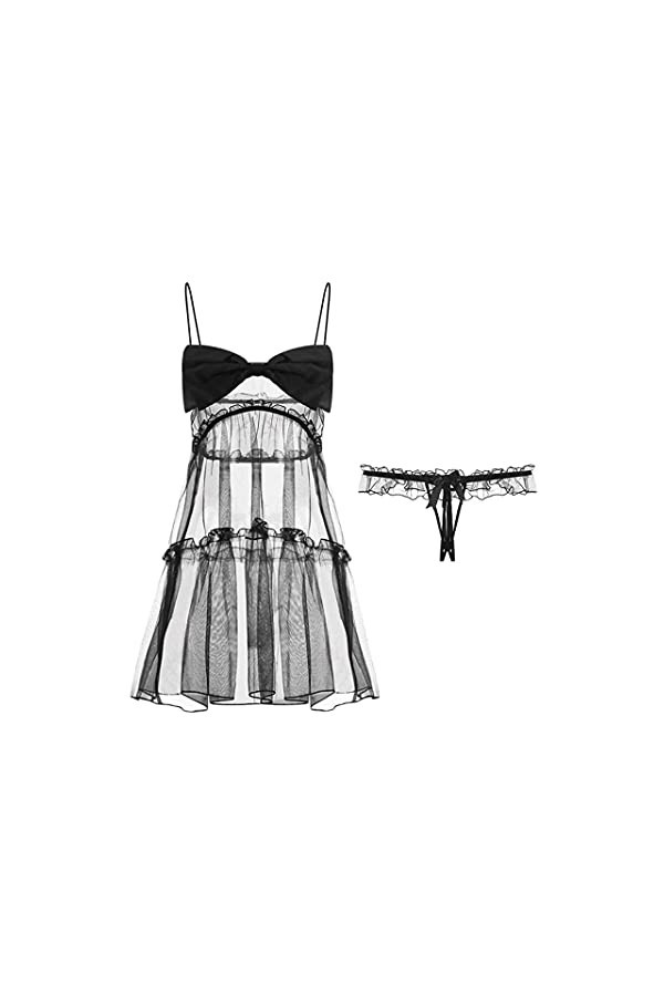 NC Fée Babydoll Lingerie Sexy Chaud Érotique Pyjama Femme Dété Dentelle Bretelles Chemise de Nuit Mignon Princesse Style Ten