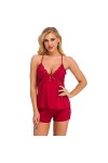 sous-vêtements Sexy pour Femme - Ensemble Deux pièces de Lingerie Pyjama Sexy avec Panneaux ajourés Amusants - Rouge Rouge L
