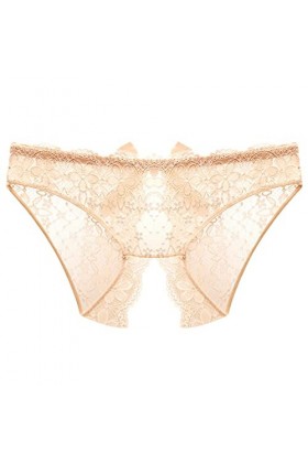 Jiabing Culottes pour Femmes Culottes Sexy Taille Entrejambe Ouverte Slips sous-vêtements en Dentelle intimes Lingerie Noire 