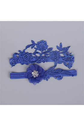 ZTTTD Garters de Mariage Lace Blue Floral Sexy Garters 2pcs Set for Women Bride Hon Ring Bridal Mand Garter