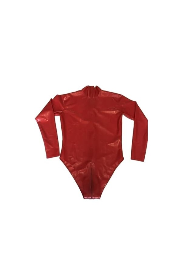 Combinaison en caoutchouc de maillot de bain en latex à manches longues sexy pour femmes noires avec fermeture à glissière à 