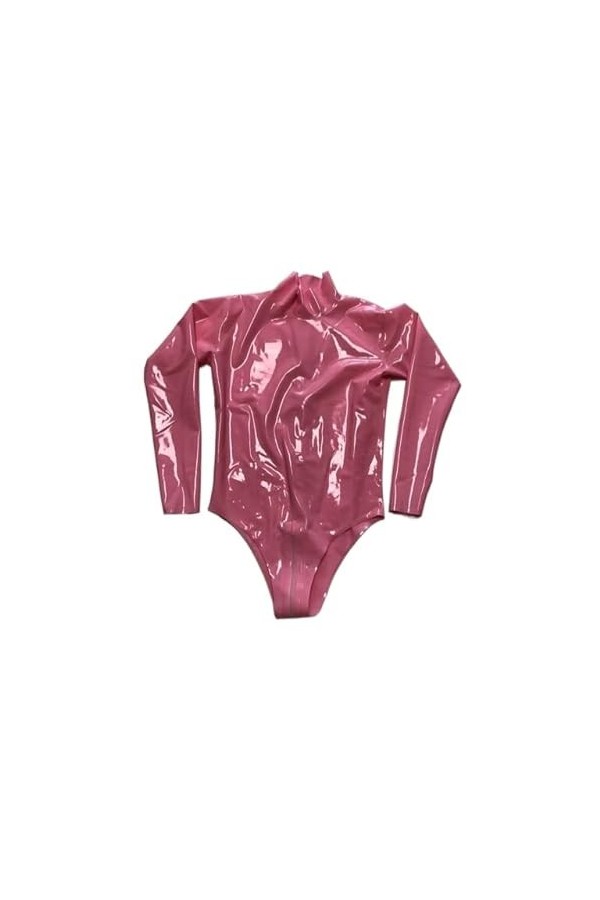 Combinaison en caoutchouc de maillot de bain en latex à manches longues sexy pour femmes noires avec fermeture à glissière à 