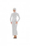 JQYTEN Plus Size Wetlook Long Sleeve Hooded Ankle Length Dress Women Halloween Cosplay Party Costume Novelty PVC Dress