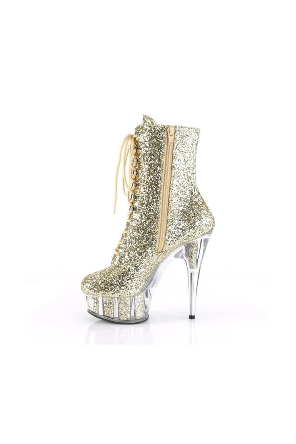 PROMI Talon Aiguille Talons Hauts 15cm Mode Stage Low Boots-gold||42