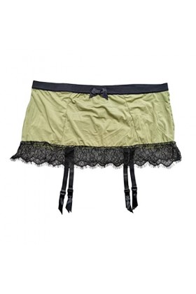 GJRFYJ Green Bow Lace Plus Taille Femmes Autochable STRAP METAL BOUCLES SEXY GARTER CEINTER Color : Green, Size : Medium 