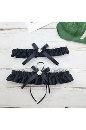 JJZXD Garter en dentelle en dentelle Stretch Satin Bowknot Gars sexy for femmes/mariée CHEG RING GARTER GARTER Color : Black