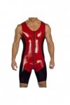 Latex Hommes Noir et Rouge CatsuitSuit Herren 0.4mm Caoutchouc Taille Rouge